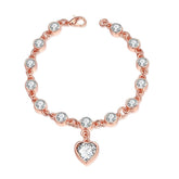 Crystal & Rose Goldtone Heart Charm Bracelet - streetregion