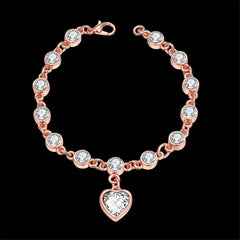 Crystal & Rose Goldtone Heart Charm Bracelet - streetregion
