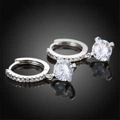 Cubic Zirconia & Silver-Plated Huggie Earrings - streetregion