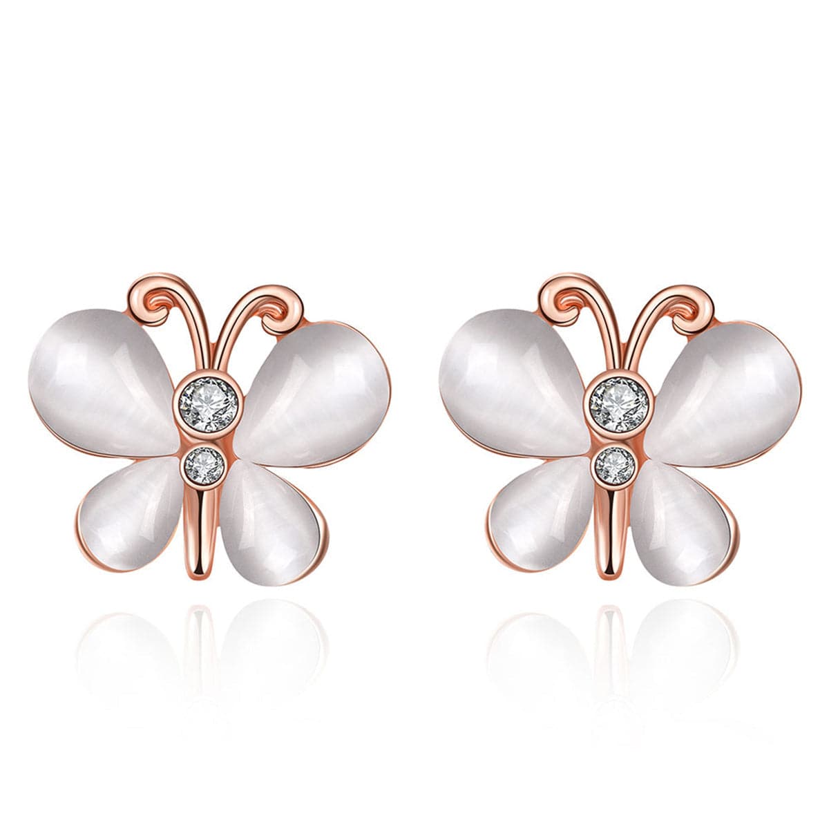 Opal & Rose Goldtone Butterfly Stud Earrings - streetregion