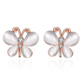 Opal & Rose Goldtone Butterfly Stud Earrings - streetregion