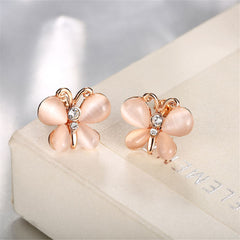 Opal & Rose Goldtone Butterfly Stud Earrings - streetregion