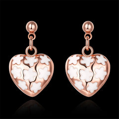 18K Rose Gold-Plated Heart Drop Earrings - streetregion