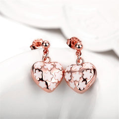 18K Rose Gold-Plated Heart Drop Earrings - streetregion
