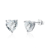 Cubic Zirconia & Silvertone Heart Stud Earrings - streetregion