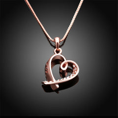 Crystal & Rose Goldtone Heart Pendant Necklace - streetregion