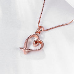 Crystal & Rose Goldtone Heart Pendant Necklace - streetregion