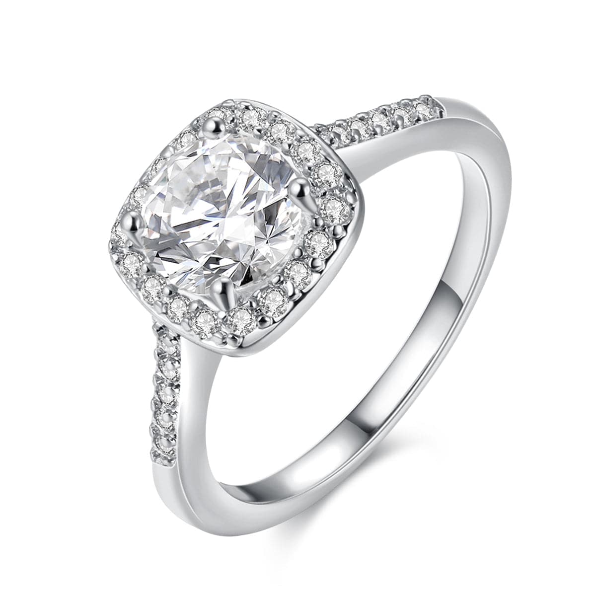 Cubic Zirconia & Silver-Plated Cushion Cut Ring - streetregion