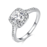 Cubic Zirconia & Silver-Plated Cushion Cut Ring - streetregion
