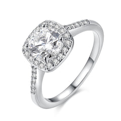 Cubic Zirconia & Silver-Plated Cushion Cut Ring - streetregion