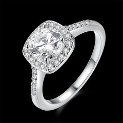 Cubic Zirconia & Silver-Plated Cushion Cut Ring - streetregion