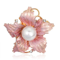 Pearl & Cubic Zirconia Enamel 18k Gold-Plated Flower Brooch