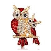 Red & Cubic Zirconia Owl Brooch