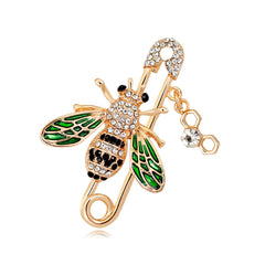 Cubic Zirconia & 18K Gold-Plated Bee & Pin Brooch