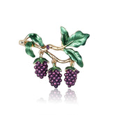 Purple Enamel & 18K Gold-Plated Grape Brooch
