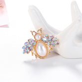 Gemstone & 18K Gold-Plated Bee Brooch