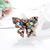 Blue Multicolor Crystal & Cubic Zirconia Butterfly Brooch