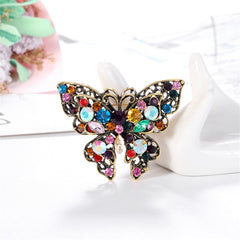 Blue Multicolor Crystal & Cubic Zirconia Butterfly Brooch
