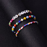 Multicolor Howlite & 18K Gold-Plated 'Be Kind' Beaded Bracelet Set