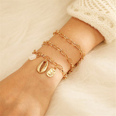 18K Gold-Plated Shell Bracelet Set