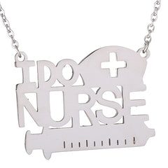Silver-Plated 'I Do Nurse' Pendant Necklace