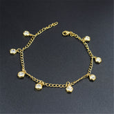 Cubic Zirconia & 18K Gold-Plated Hexagon Charm Anklet
