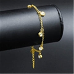 Cubic Zirconia & 18K Gold-Plated Hexagon Charm Anklet