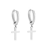 Silver-Plated Cross Huggie Earrings