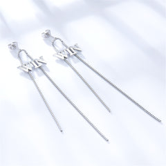 Silver-Plated 'Win' Tassel Drop Earrings