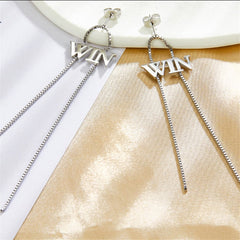 Silver-Plated 'Win' Tassel Drop Earrings