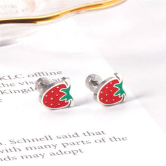 Red & Green Strawberry Stud Earrings