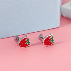 Red & Green Strawberry Stud Earrings
