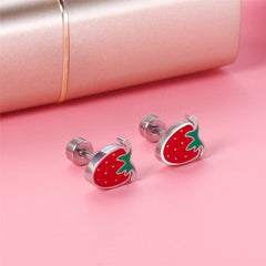 Red & Green Strawberry Stud Earrings