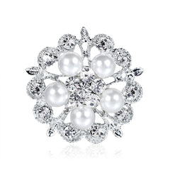 Cubic Zirconia & Pearl Botany Brooch