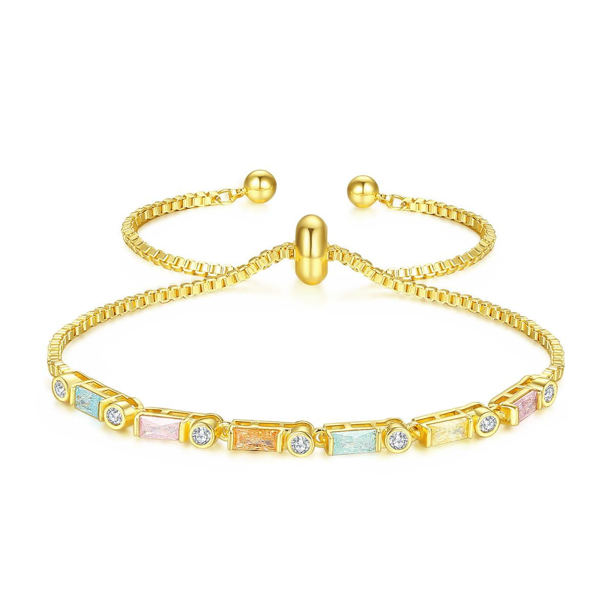 Crystal and Cubic Zirconia Adjustable Bracelet, bracelet for women, botanical inspired, detail close-up