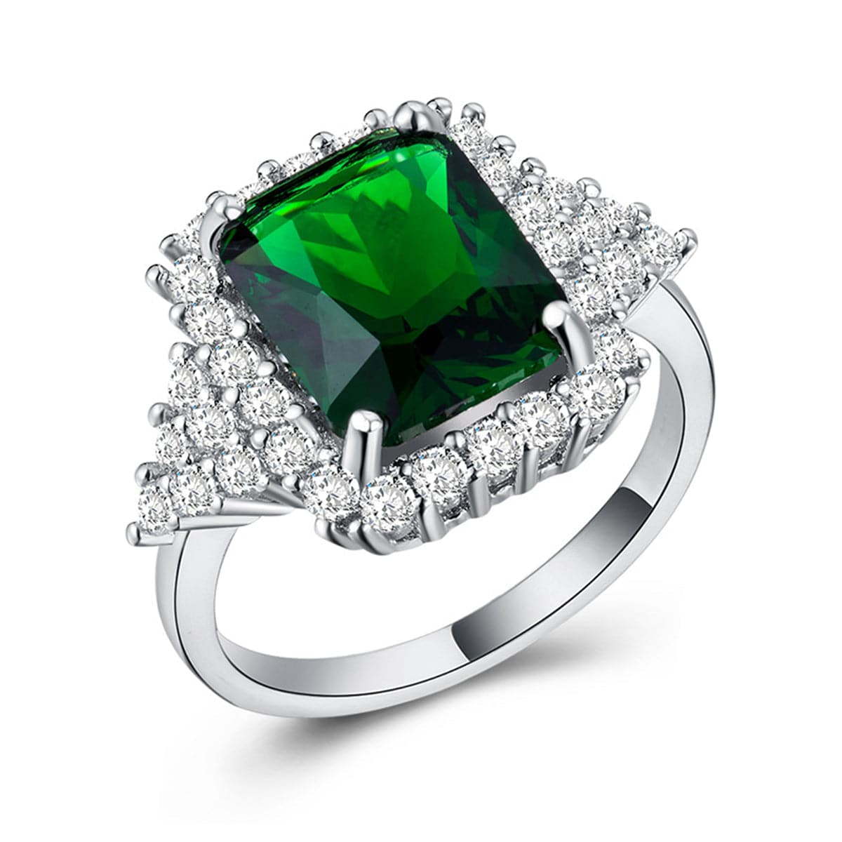 Green Crystal & cubic zirconia Radiant Cut Princess Club Ring - streetregion