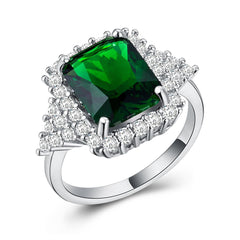 Green Crystal & cubic zirconia Radiant Cut Princess Club Ring - streetregion