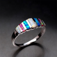 Blue & Purple Opal & Silver-Plated Bar Band - streetregion