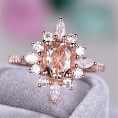 Cubic Zirconia & Crystal 18K Rose Gold-Plated Snowflake Ring
