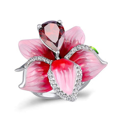 Pink Crystal & Cubic Zirconia Rose Ring