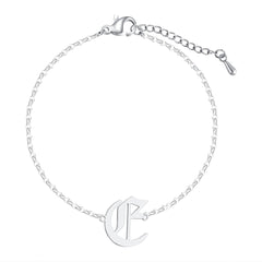 Silver-Plated Old English 'E' Charm Bracelet