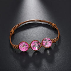 Pink Triple Gypsophila Adjustable Bracelet
