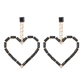 Black Cubic Zirconia & 18K Gold-Plated Open Heart Drop Earrings