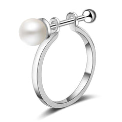 Pearl & Silver-Plated Staff Adjustable Ring