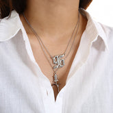 Silver-Plated Rose '96' Layered Pendant Necklace