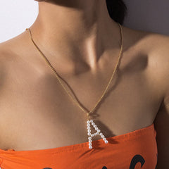 Pearl & 18K Gold-Plated Letter 'A' Pendant Necklace