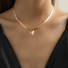 Elegant 18K gold-plated butterfly choker necklace with a sleek snake chain, perfect for adding a touch of glamour.