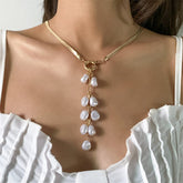 Pearl & 18K Gold-Plated Ear Of Wheat Pendant Necklace