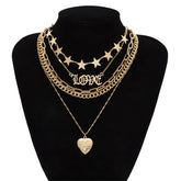 18K Gold-Plated Star Station Layered Necklace Set