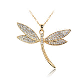 Cubic Zirconia & 18K Gold-Plated Dragonfly Pendant Necklace